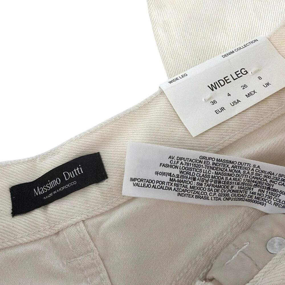 Massimo Dutti Women's Cream High Rise Wide Leg Jeans Size 4 - Picture 6 of 11